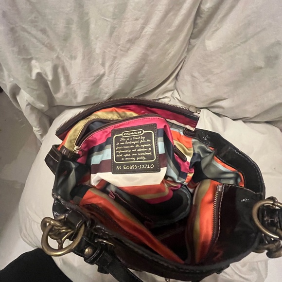 Rare Coach Dark Brown and Black Leather Shoulder Bag in great condition - Picture 8 of 11